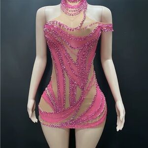 Elegant Pink Beaded Dress